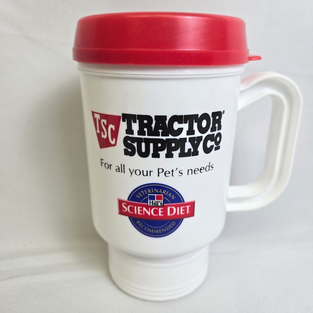 Tractor Supply Co Hill's Science Diet Plastic Travel Mug White Red Ad Promo New